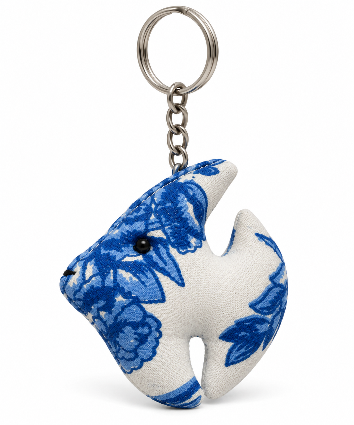 Blue Floral Fish Bag Charm