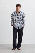 WHITE FLORAL HAND-BLOCKED SHIRT