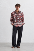 BLACK FLORAL HAND-BLOCKED SHIRT