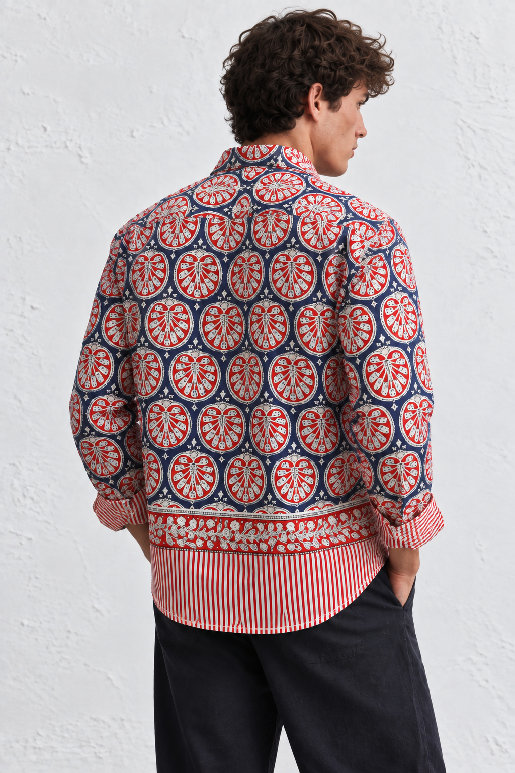 INDIGO BLUE FLORAL HAND-BLOCKED SHIRT