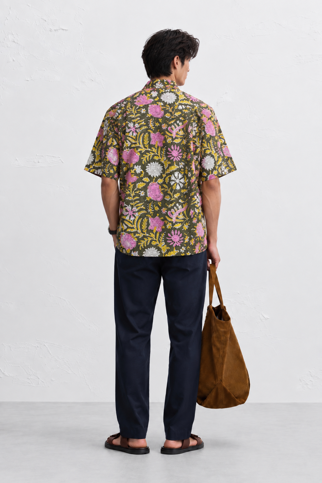 GREEN FLORAL HAND-BLOCKED SHIRT