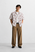 WHITE FLORAL HAND-BLOCKED SHIRT