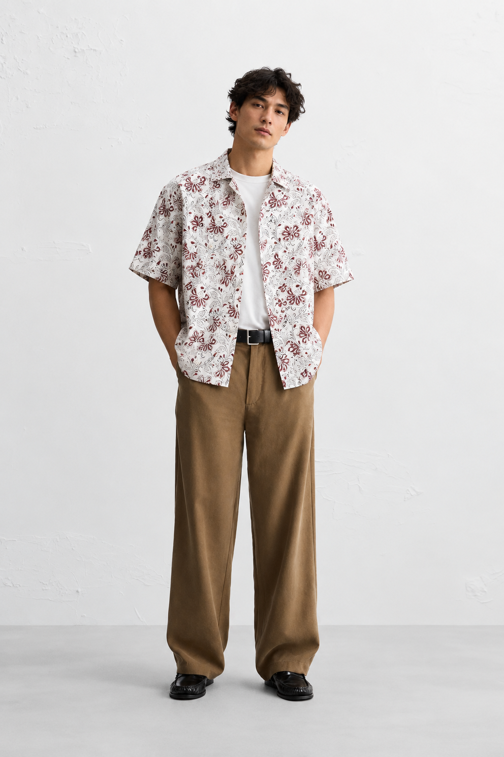 WHITE FLORAL HAND-BLOCKED SHIRT