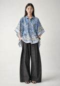 BLUE FLORAL HAND-BLOCKED KAFTAN SHIRT
