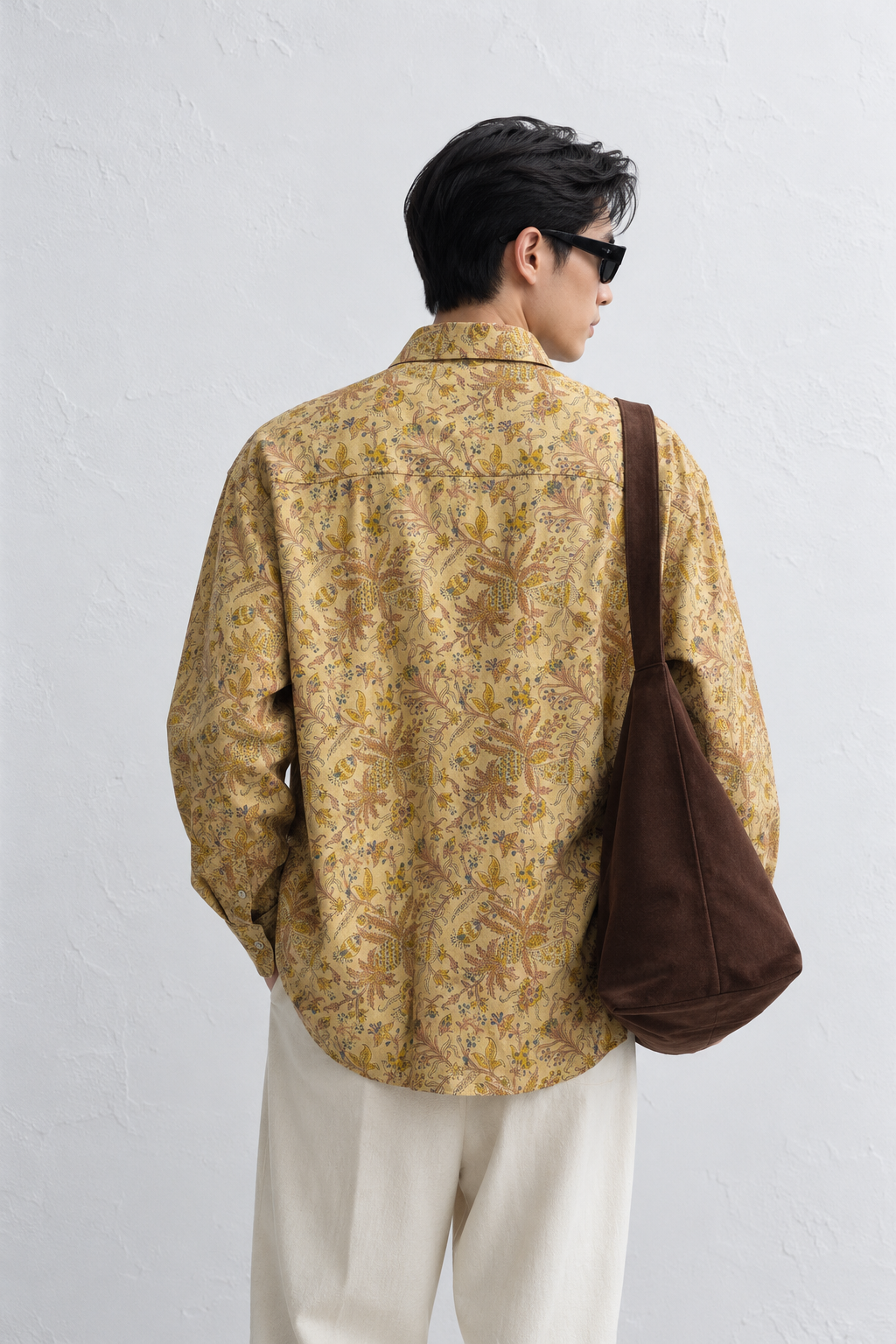 BEIGE FLORAL HAND-BLOCKED SHIRT