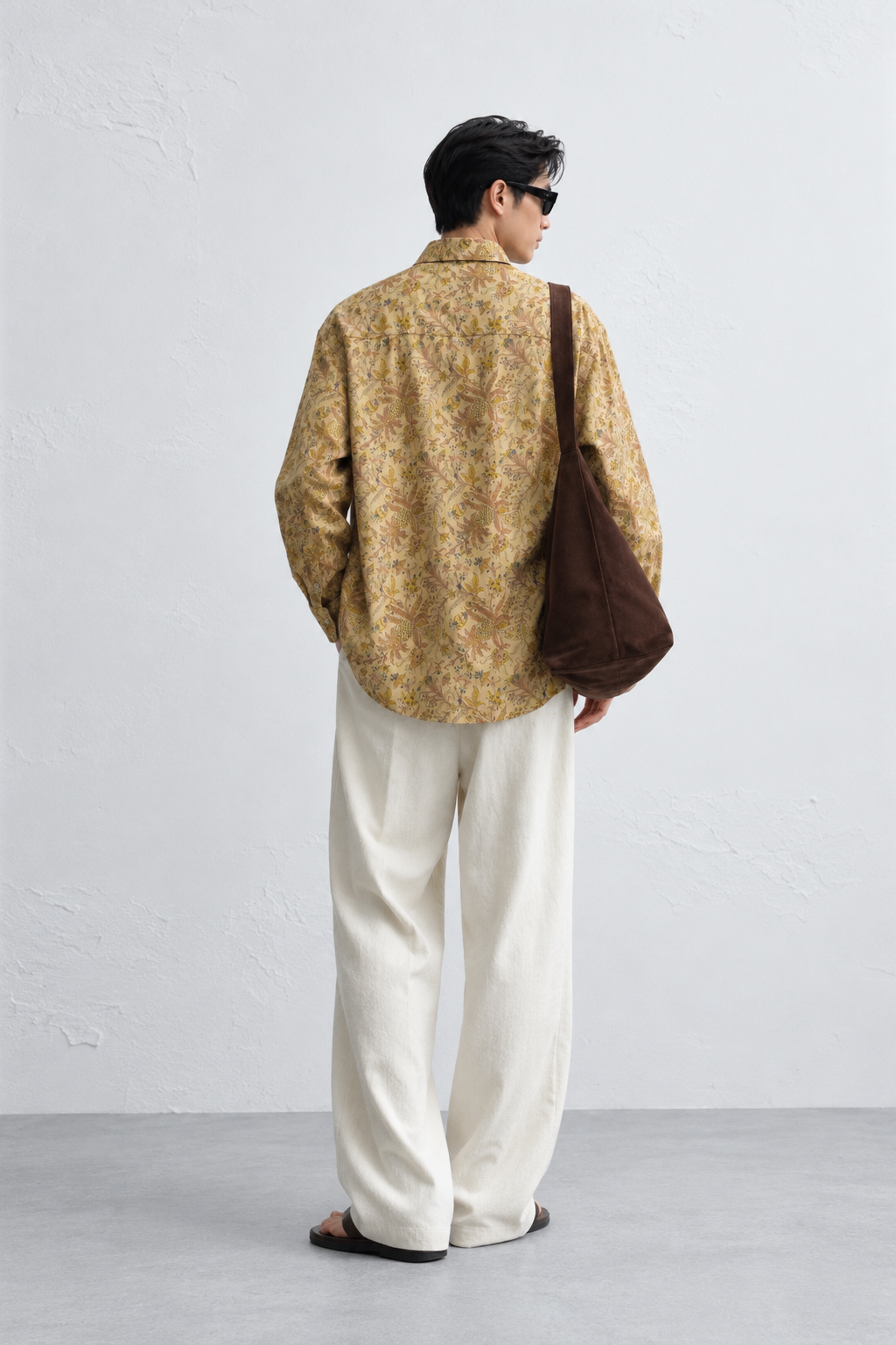 BEIGE FLORAL HAND-BLOCKED SHIRT