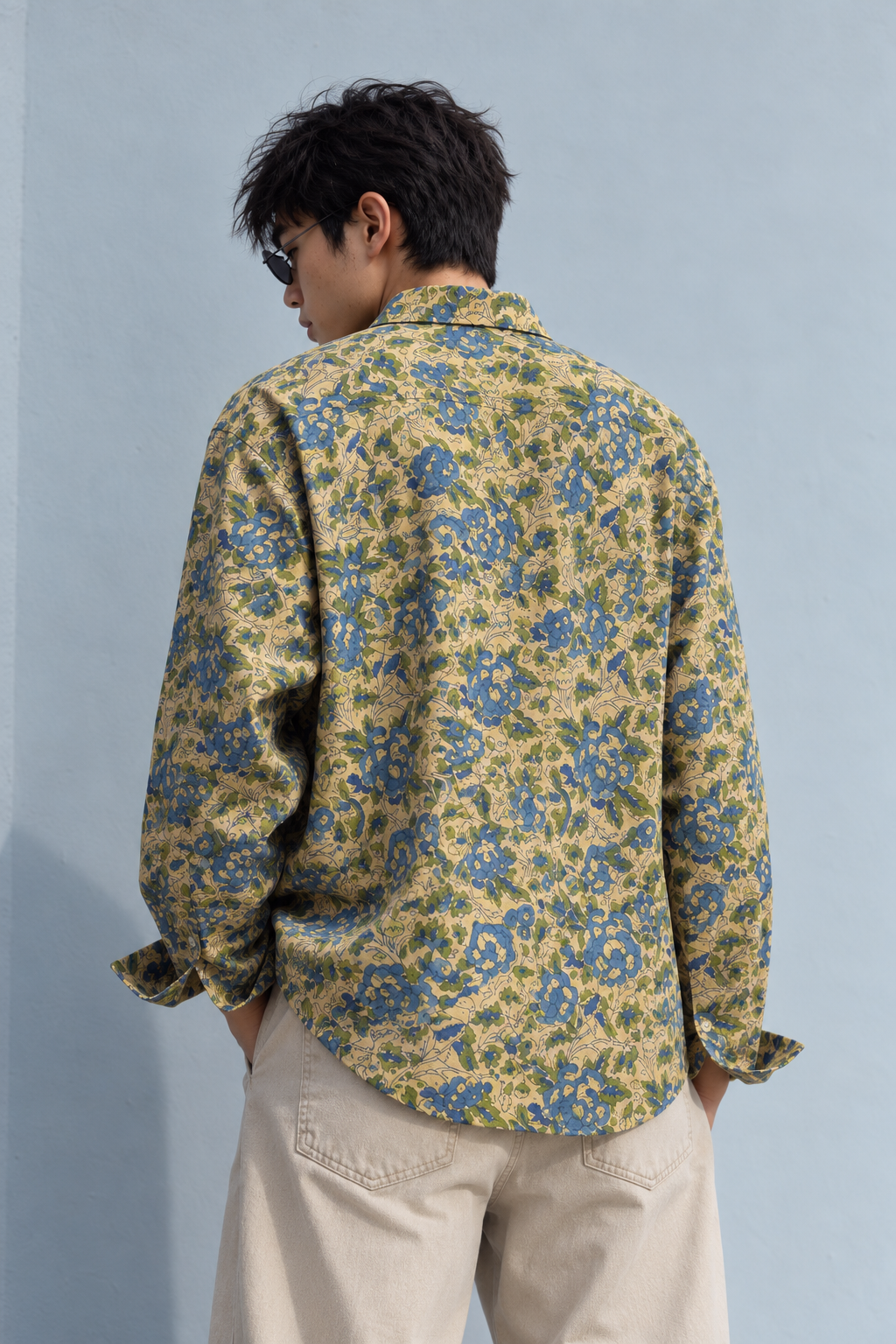 BEIGE FLORAL HAND-BLOCKED SHIRT