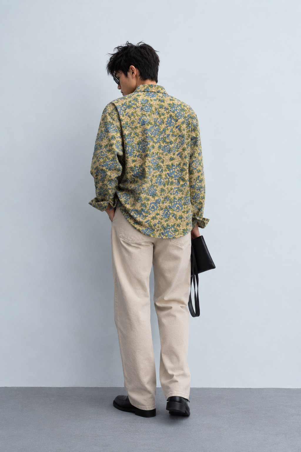 BEIGE FLORAL HAND-BLOCKED SHIRT