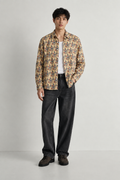 BEIGE FLORAL HAND-BLOCKED SHIRT