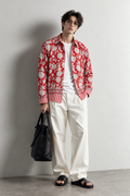 RED FLORAL HAND-BLOCKED SHIRT