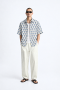 WHITE FLORAL HAND-BLOCKED SHIRT