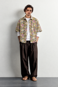 LEMON YELLOW FLORAL HAND-BLOCKED SHIRT