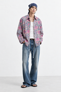 LIGHT PINK FLORAL HAND-BLOCKED SHIRT