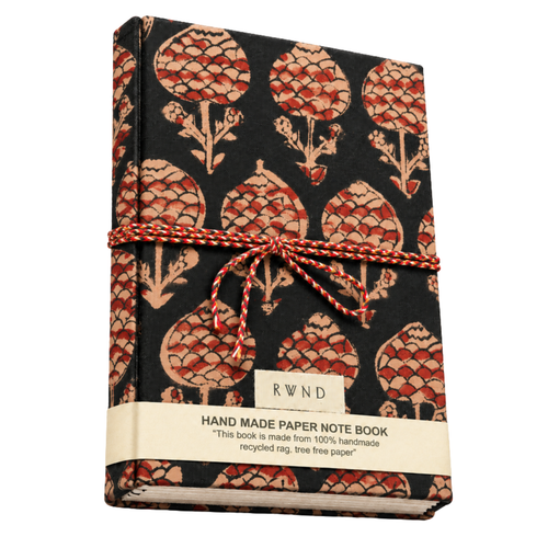Black & Rust Floral Handmade Paper Diary