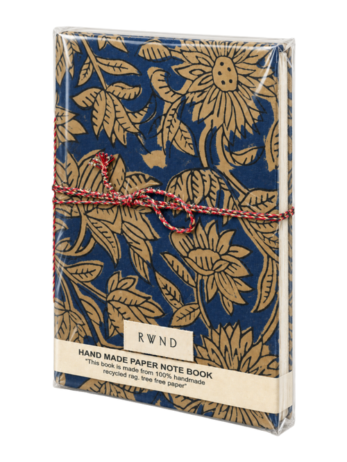 Blue & Beige Floral Handmade Paper Diary