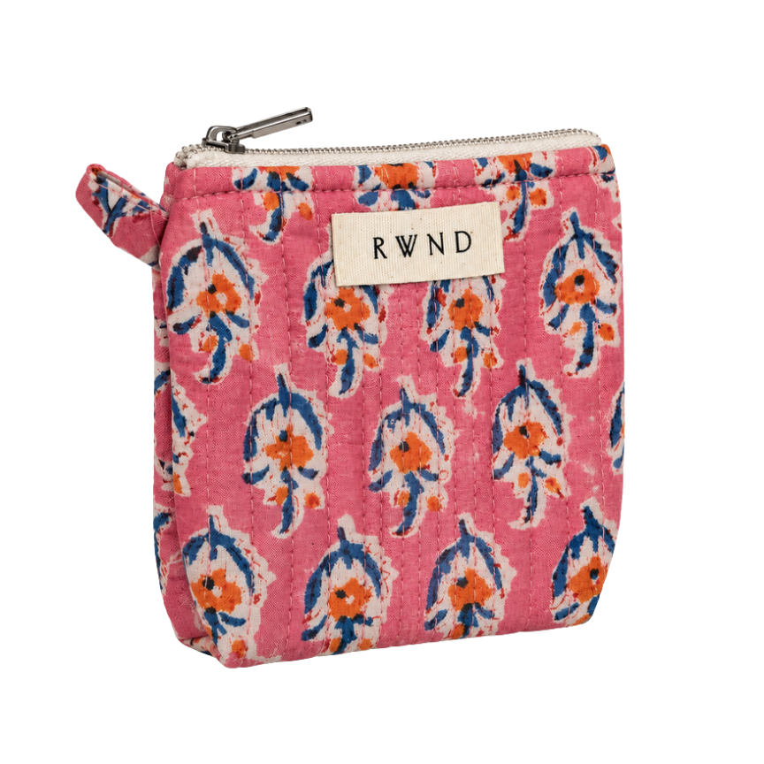 Small Pink Floral Quilted Pouch