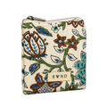 Small Cream & Indigo Floral Quilted Pouch