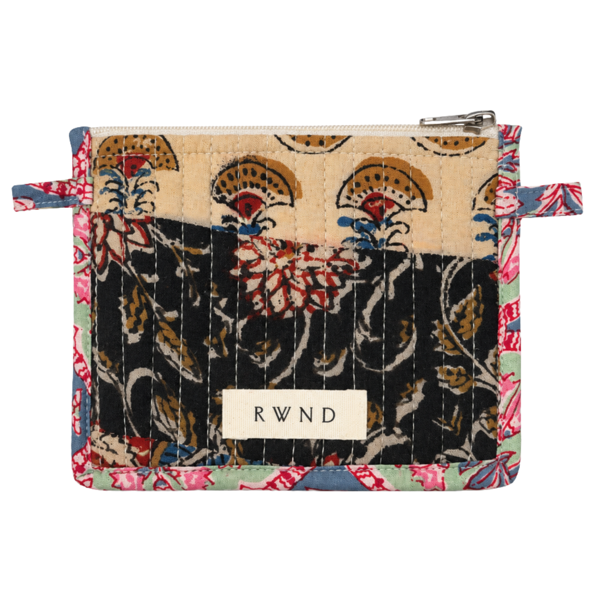 Large Hand Block-Printed Quilted Pouch