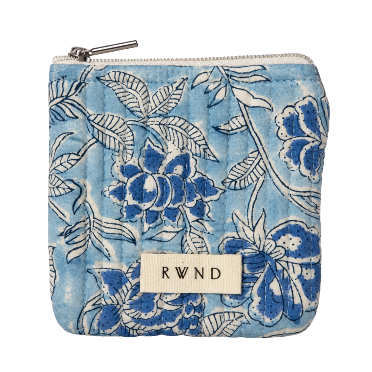 Small Sky Blue Floral Quilted Pouch