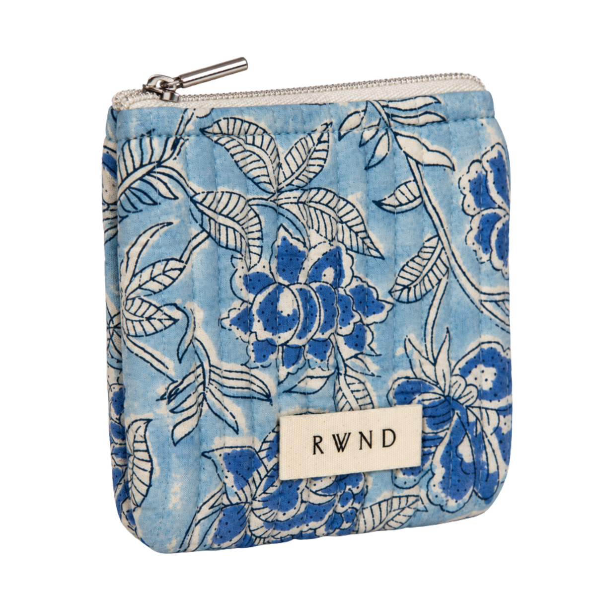 Small Sky Blue Floral Quilted Pouch