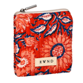 Small Orange & Blue Floral Quilted Pouch