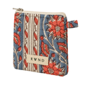Small Dusty Blue & Coral Floral Quilted Pouch