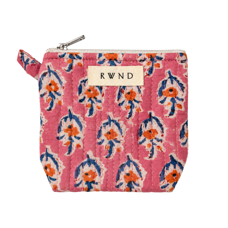 Small Pink Floral Quilted Pouch